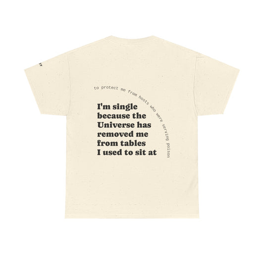 I'm single because the Universe has removed me from tables I used to sit at, to protect me from hosts who were serving poison - The Voice
